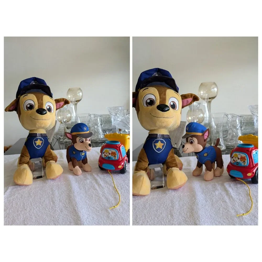 Lot of 3 Paw Patrol Chase Plush&VTech Drop & Go Dump Truck Toy Bundle